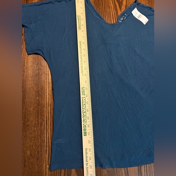 Loft Twist Back Tee women’s L teal blue classic staple wardrobe teacher V-neck - Picture 7 of 13